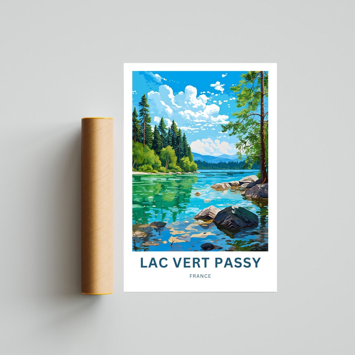 Lac Vert Passy Personalized Turquoise Lake Pine Scene Custom Poster - Image 4