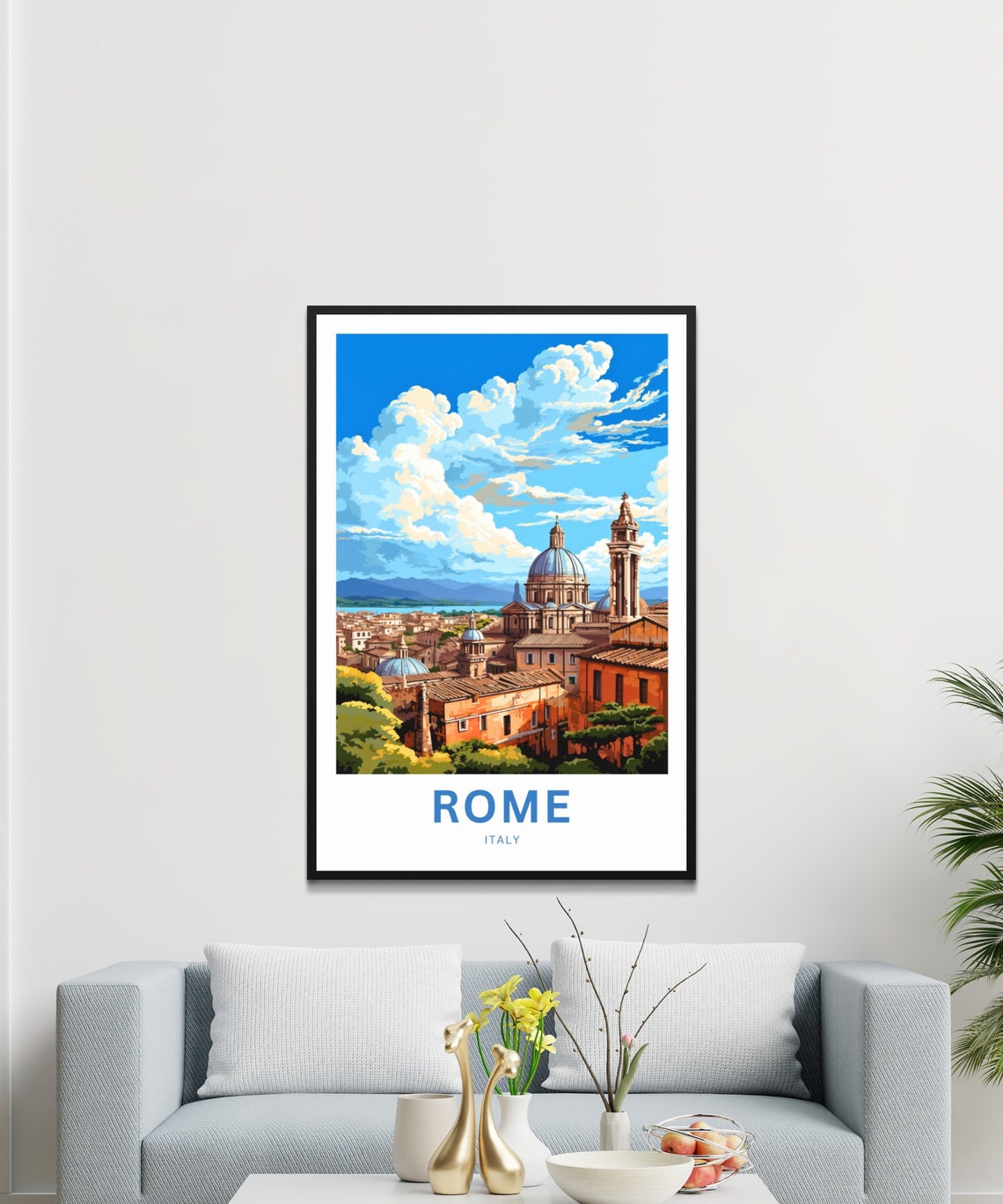 Personalized Rome Italy Domes Bell Tower Rooftops Travel Poster - Image 3