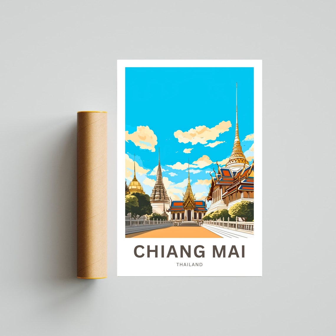 Chiang Mai Thailand Golden Temples Personalized Travel Poster - Image 4