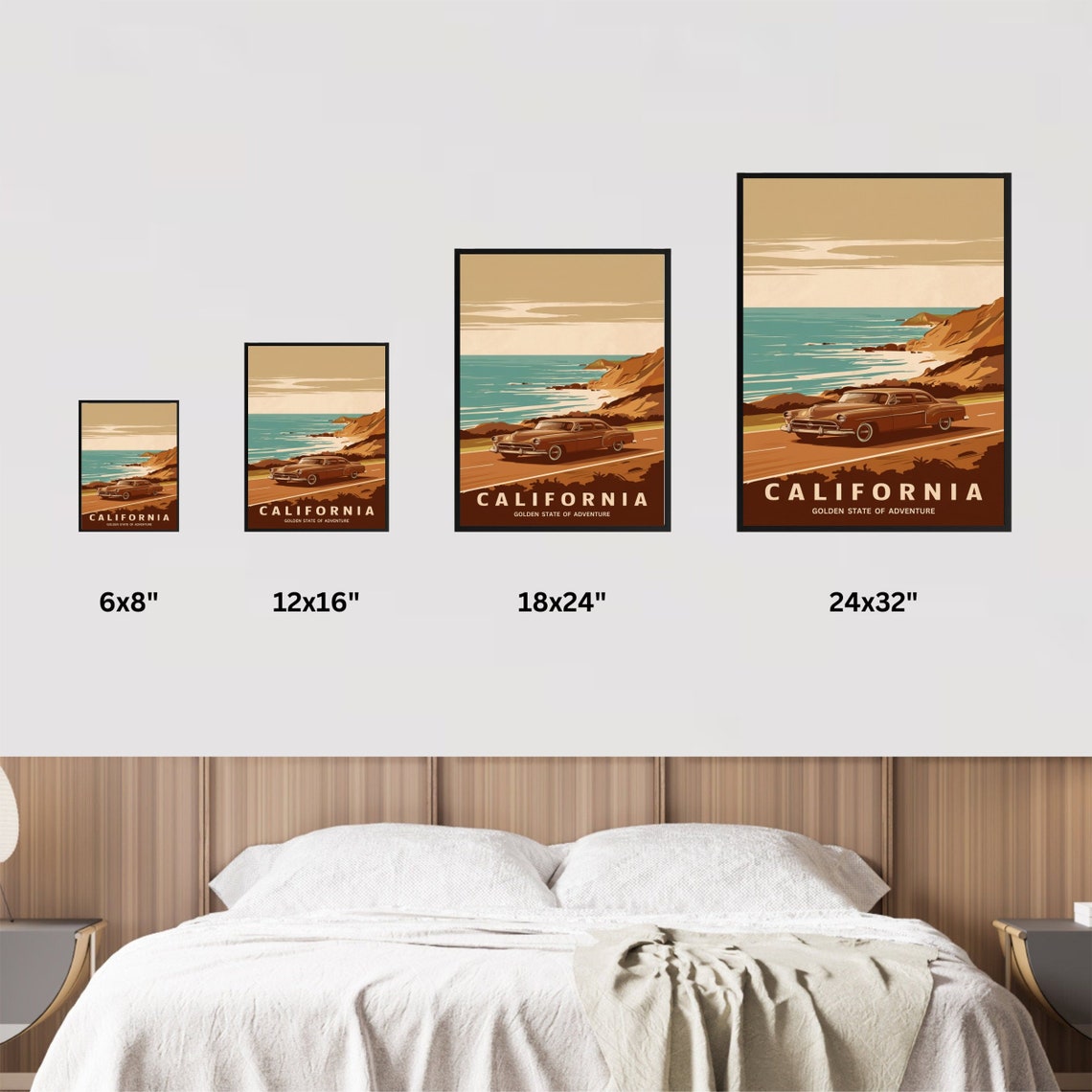 California Sunset Coast Classic Car Vintage Road Trip Poster - Image 4