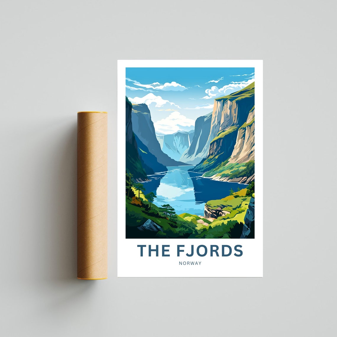 Personalized The Fjords Norway Steep Valley Waterfall Gift Poster - Image 4