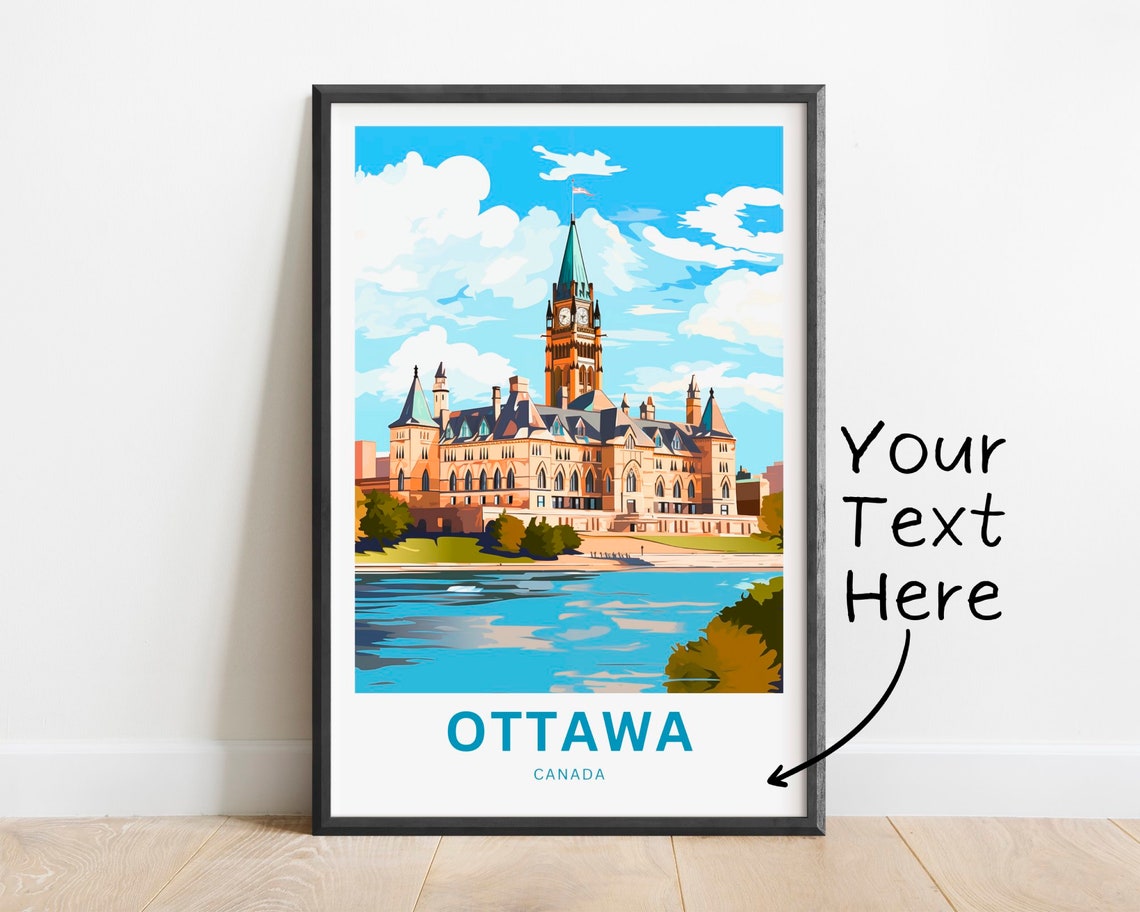 Personalized Ottawa Canada Parliament Vintage Travel Poster River Art