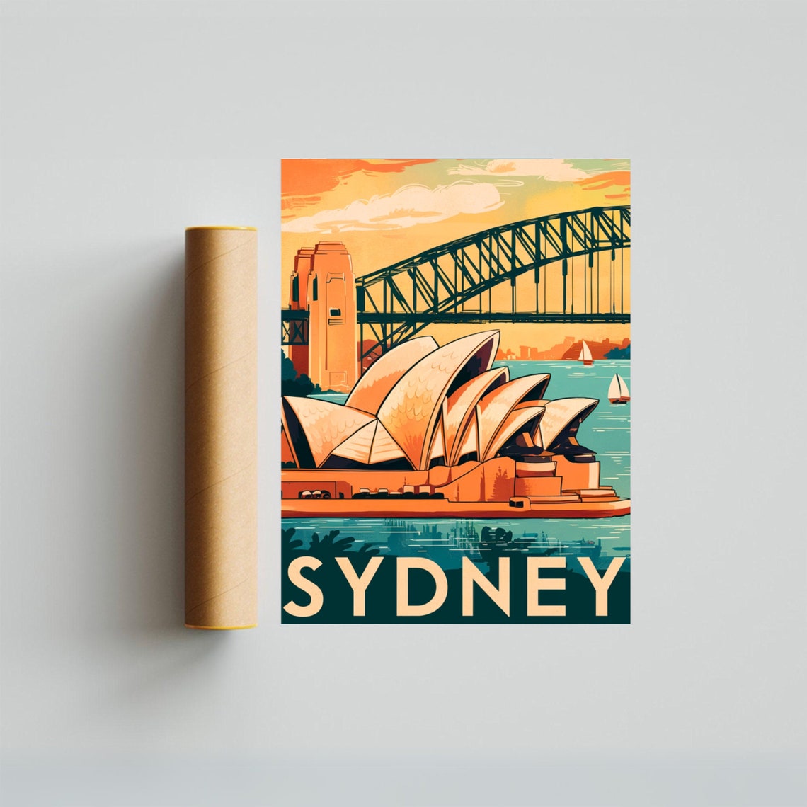 Sydney Australia Opera House Harbour Bridge Vintage Travel Poster - Image 4