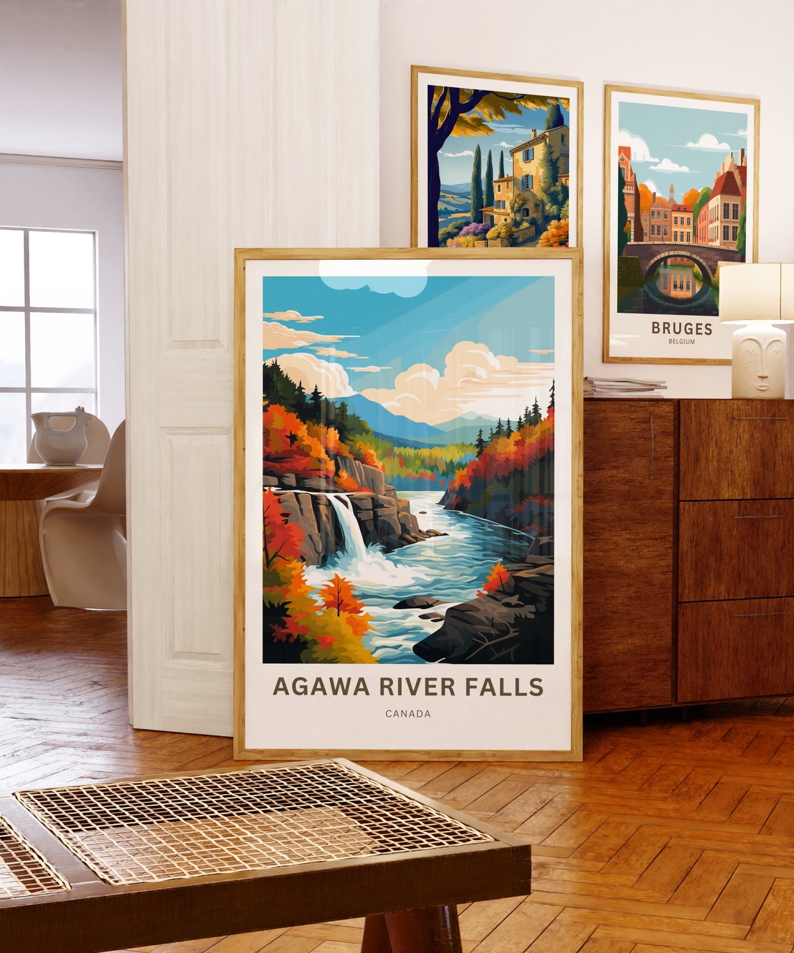 Agawa River Falls Canada Autumn Rapids Scenic Woodland Poster - Image 5