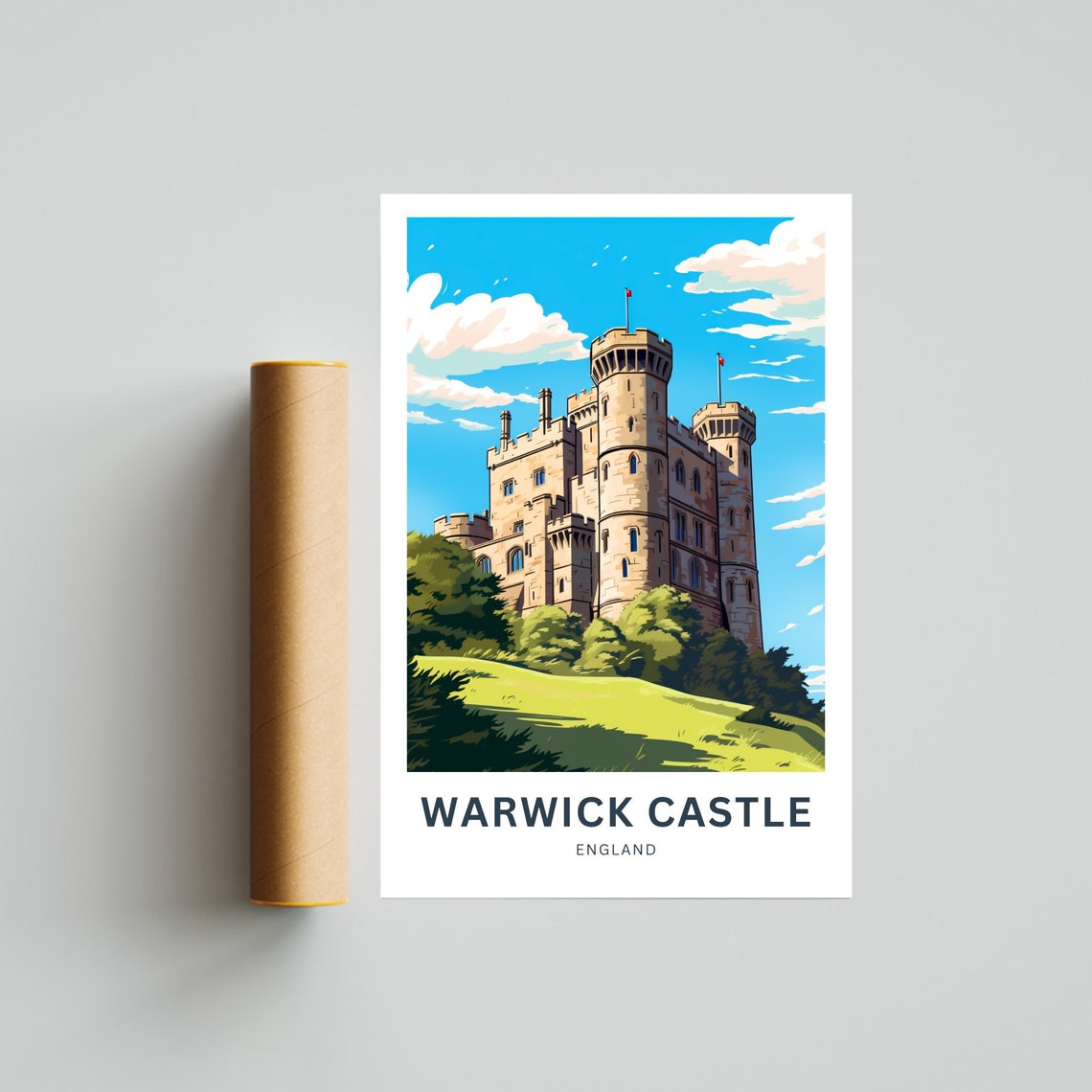 Warwick Castle England Medieval Stone Towers Personalized Poster - Image 4