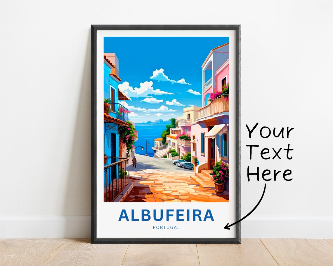 Personalized Albufeira Portugal Charming Street Travel Poster