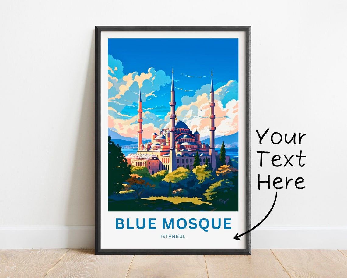 Blue Mosque Istanbul Six Minaret Domes Personalized Art Poster