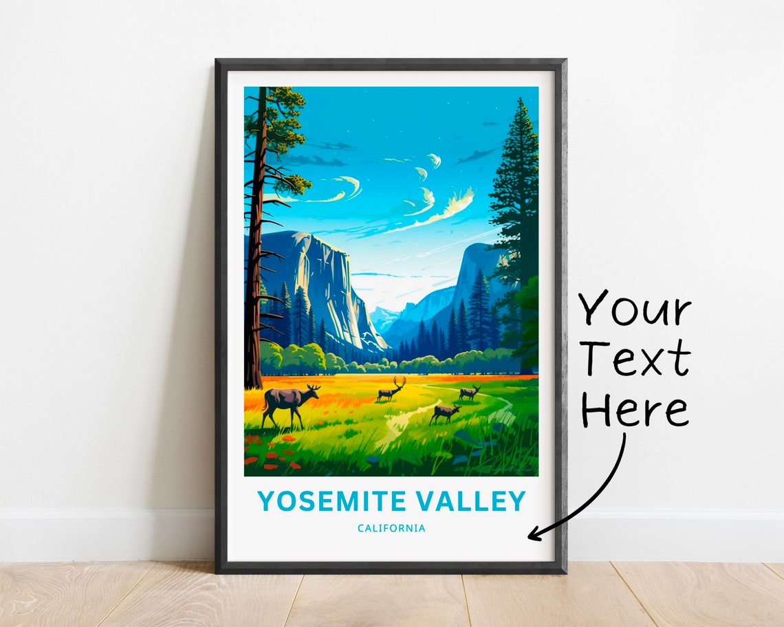 Personalized Yosemite Valley California Meadow Custom Travel Poster