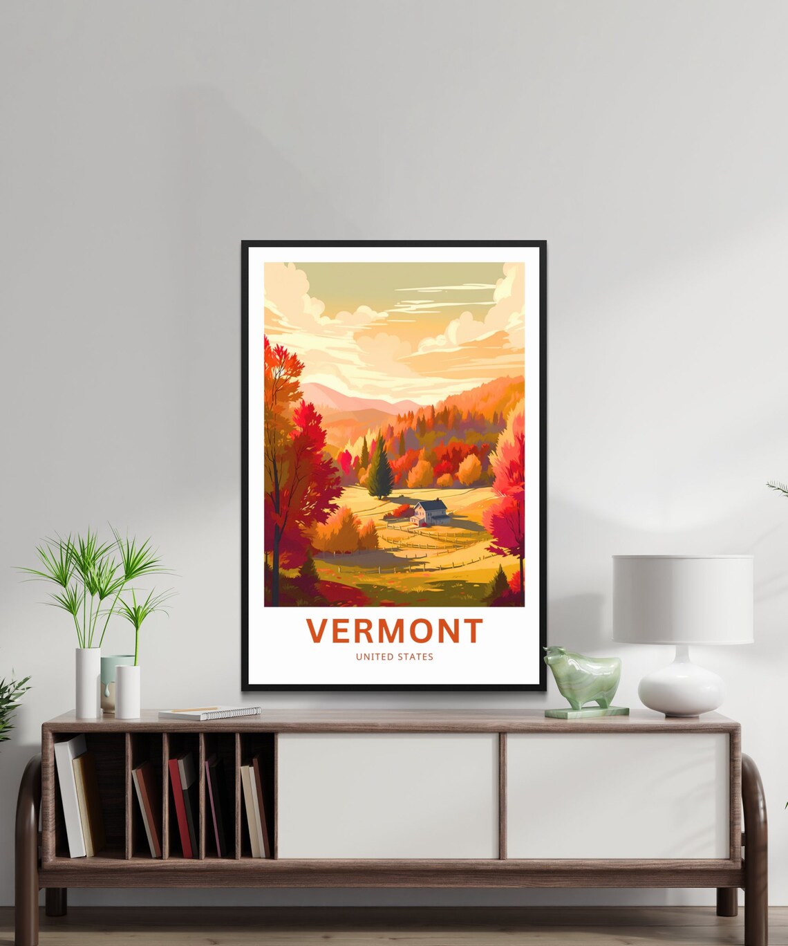 Vermont Autumn Foliage Farm Valley Personalized Travel Poster - Image 2