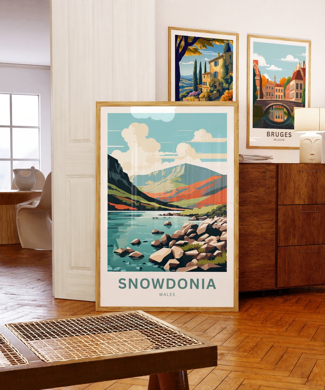 Snowdonia Wales Rocky Lakeshore Rugged Mountain Peak View Poster - Image 5