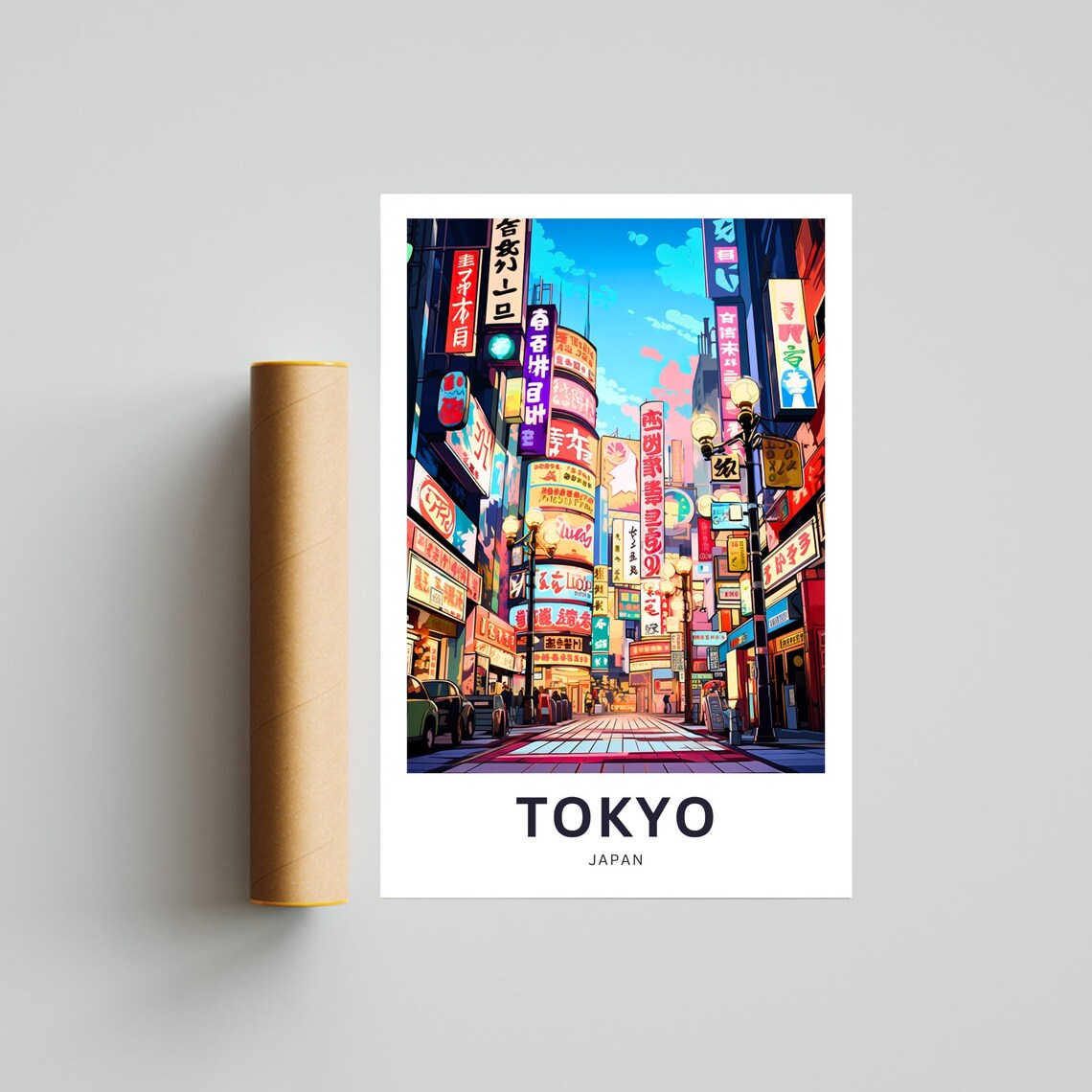 Tokyo Japan Neon Shopping Street Night Lights Custom Travel Poster - Image 4
