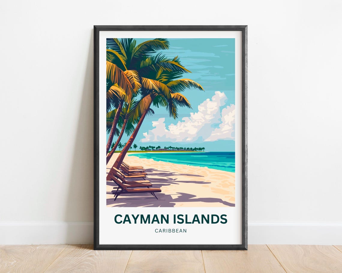 Personalized Cayman Islands Travel Print Cayman Islands Poster Caribbean Wall Art Framed Present Gift Caribbean Present - Image 2