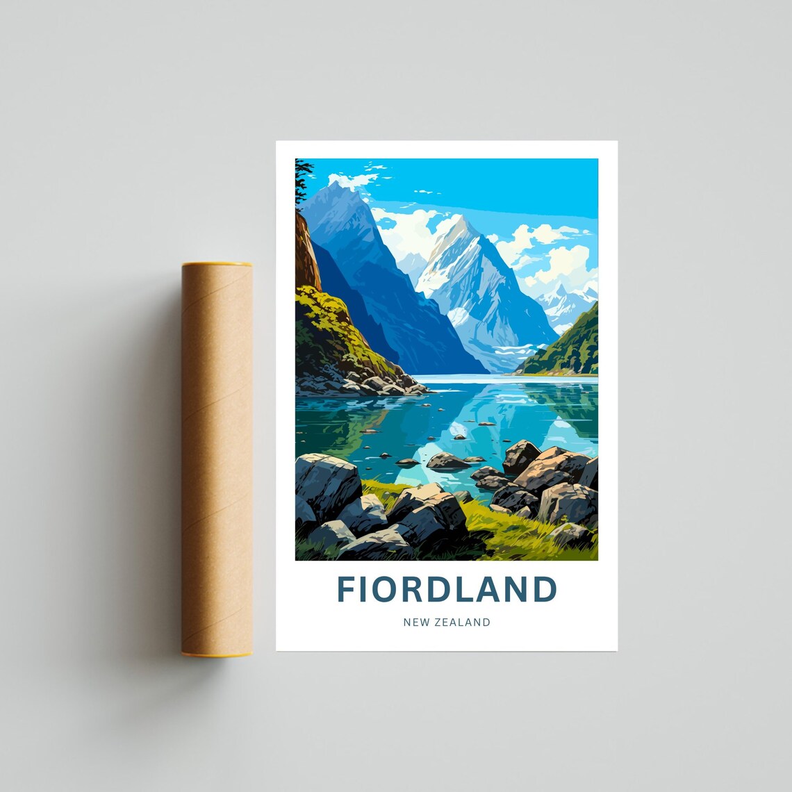 Fiordland New Zealand Towering Fiord Peaks Personalized Poster - Image 4