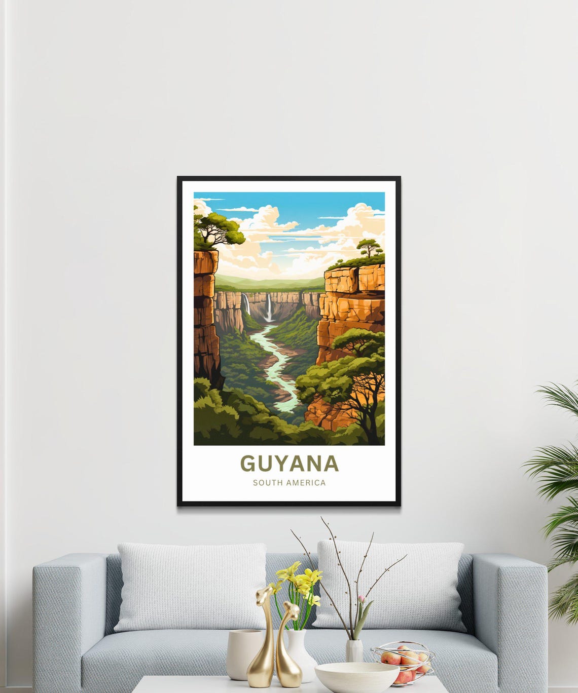 Personalized Guyana Canyon Waterfall Custom Text Travel Poster - Image 4