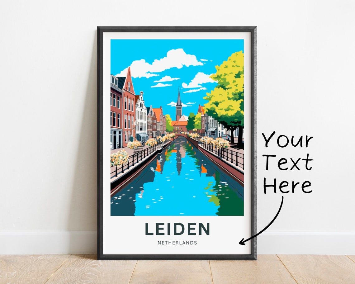 Leiden Netherlands Personalized Dutch Canal Scene Custom Poster