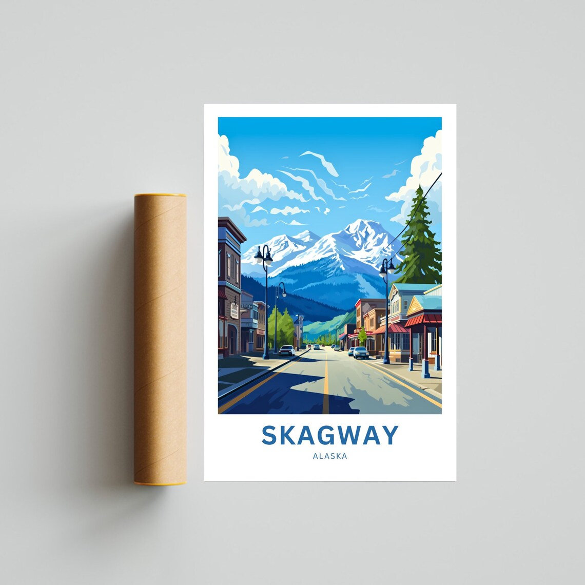 Skagway Alaska Mountain Town Main Street Vintage View Poster - Image 4
