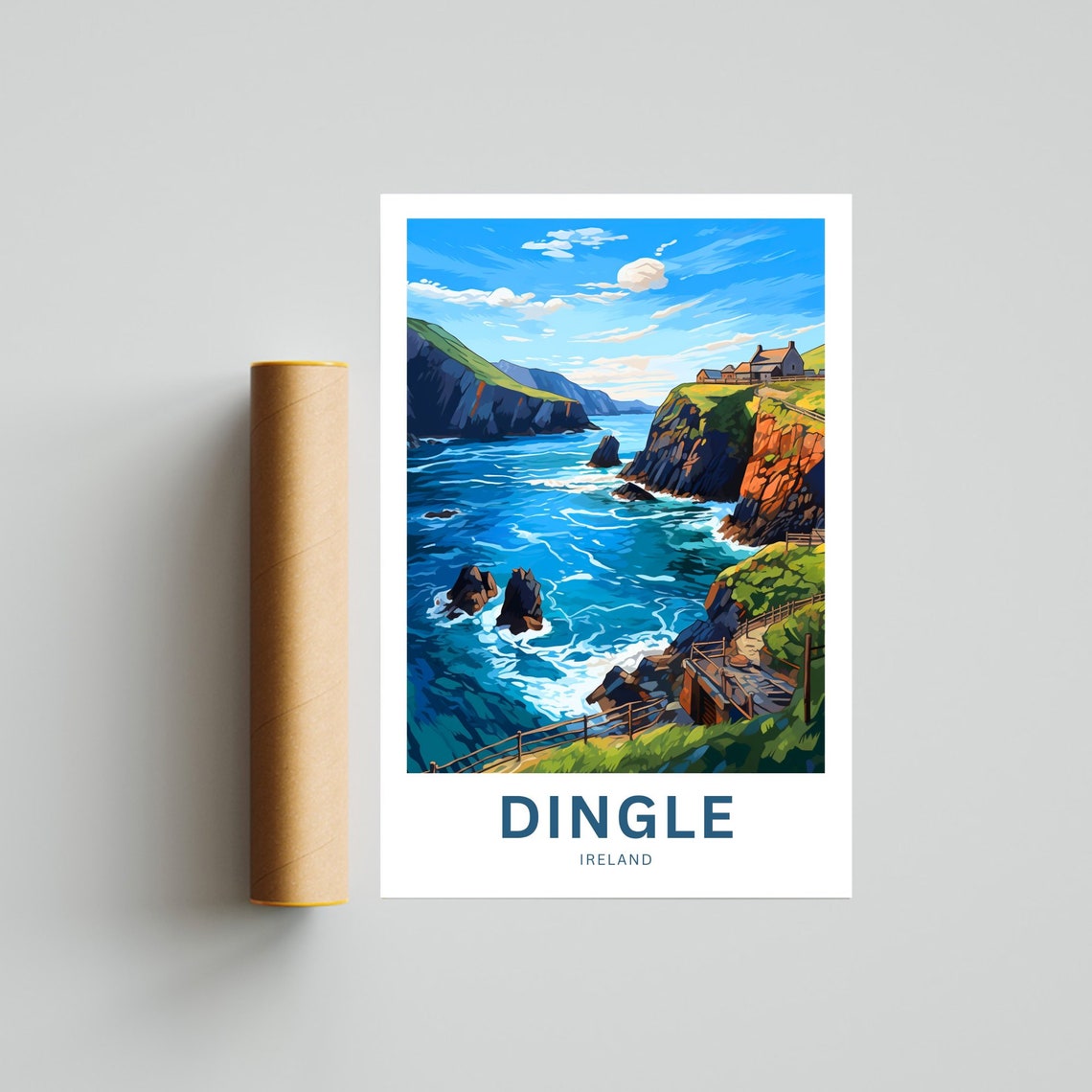 Personalized Dingle Ireland Coastal Sea Cliffs Custom Travel Poster - Image 4