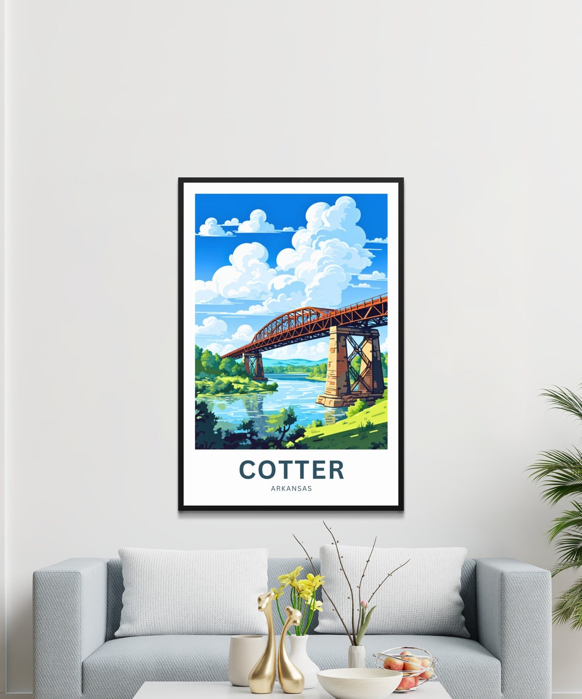 Cotter Arkansas Historic Steel Truss Bridge River Travel Poster - Image 3