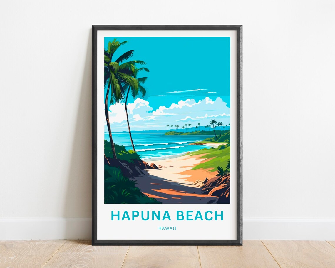 Hapuna Beach Travel Poster, Hawaii Wall Art