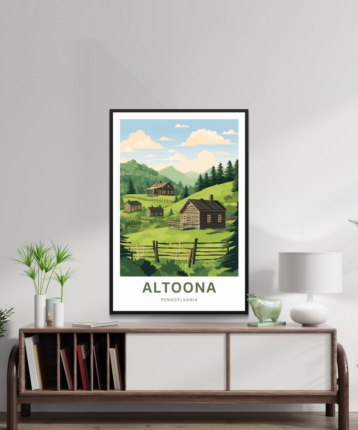 Altoona Pennsylvania Personalized Rustic Cabin Hills Travel Poster - Image 2