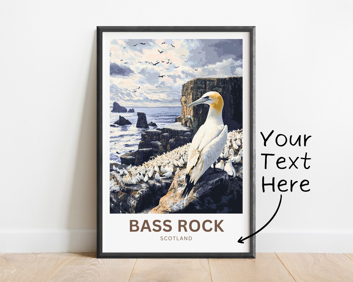 Personalized Bass Rock Scotland Gannet Colony Sea Cliff Poster
