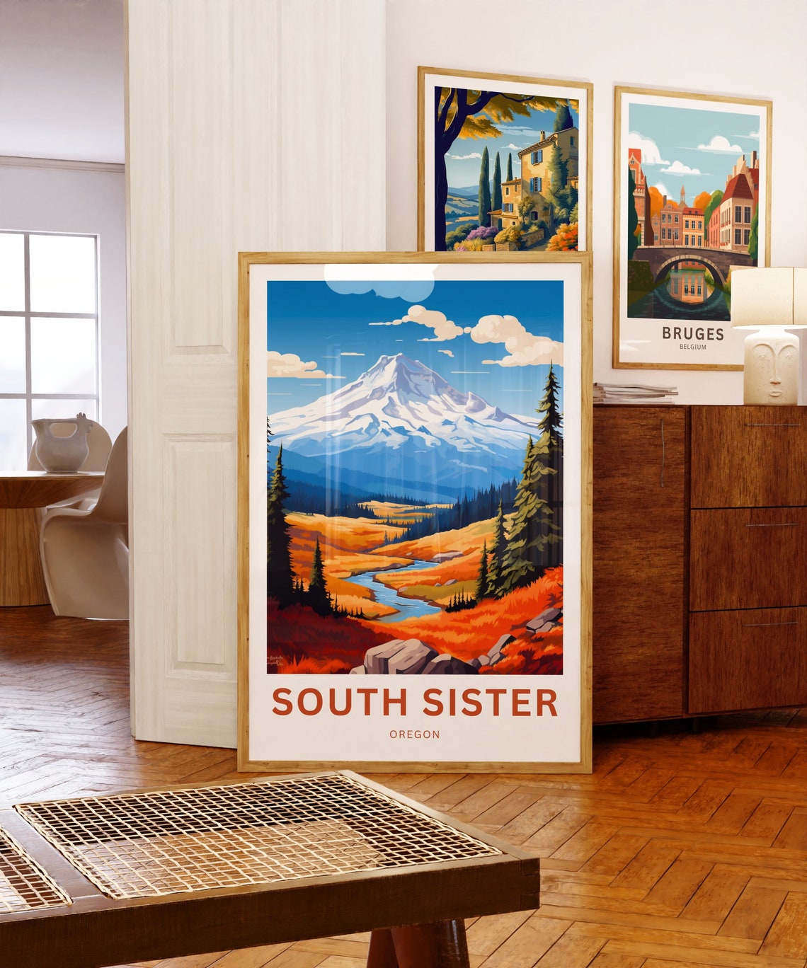 Personalized South Sister Oregon Autumn Meadow View Travel Poster - Image 5