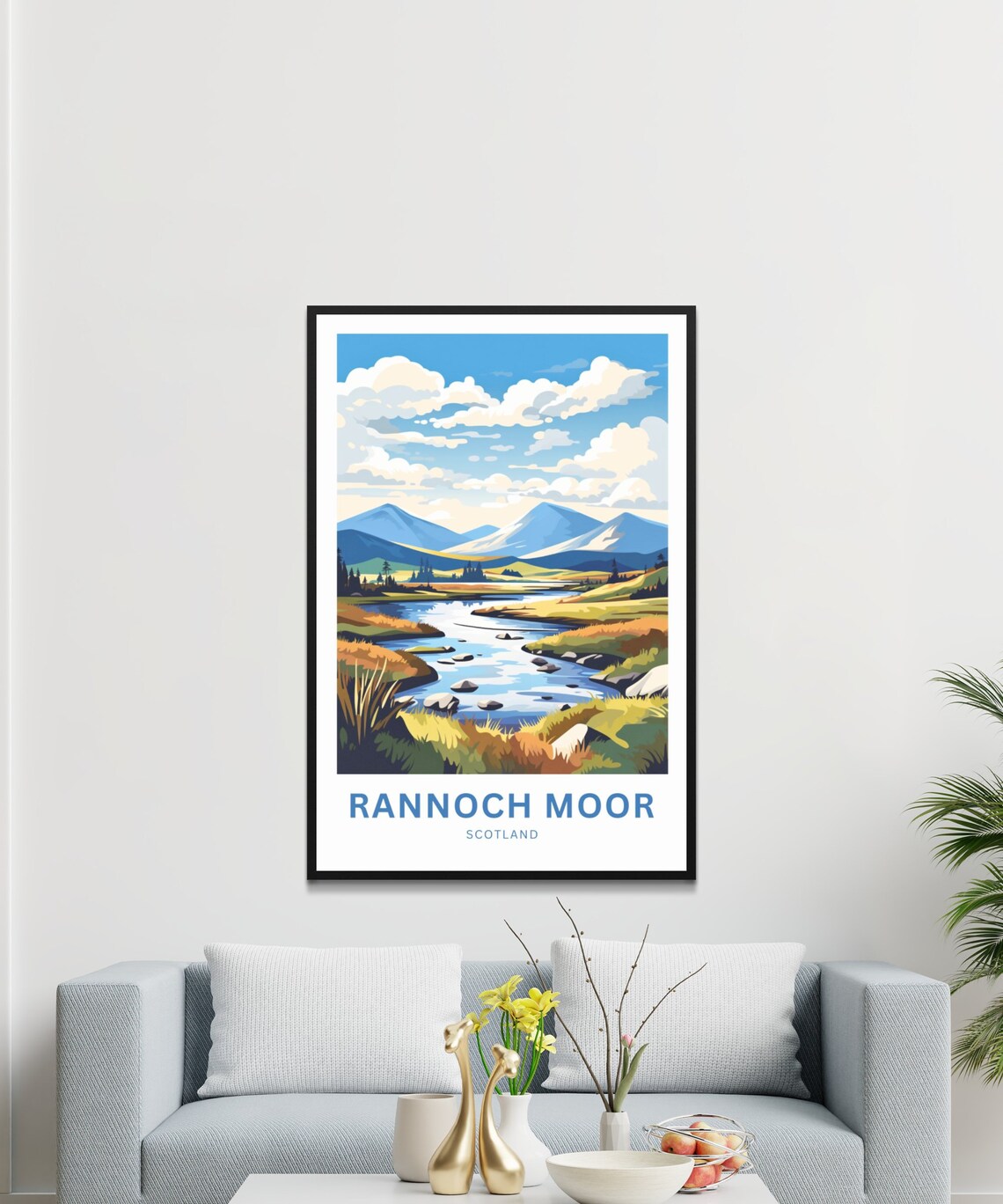 Rannoch Moor Scotland Highland River Mountain Scenic View Poster - Image 2
