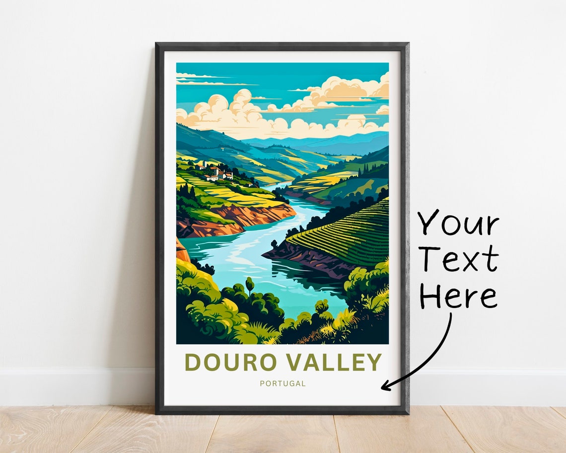 Douro Valley Portugal Turquoise River Bend Custom Wall Poster