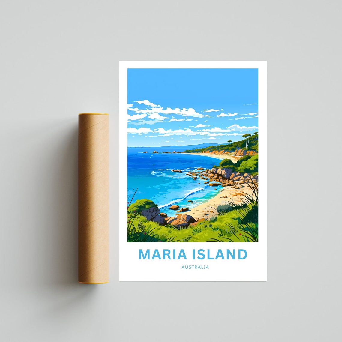 Maria Island Australia Turquoise Bay Coastal Scene Travel Poster - Image 4