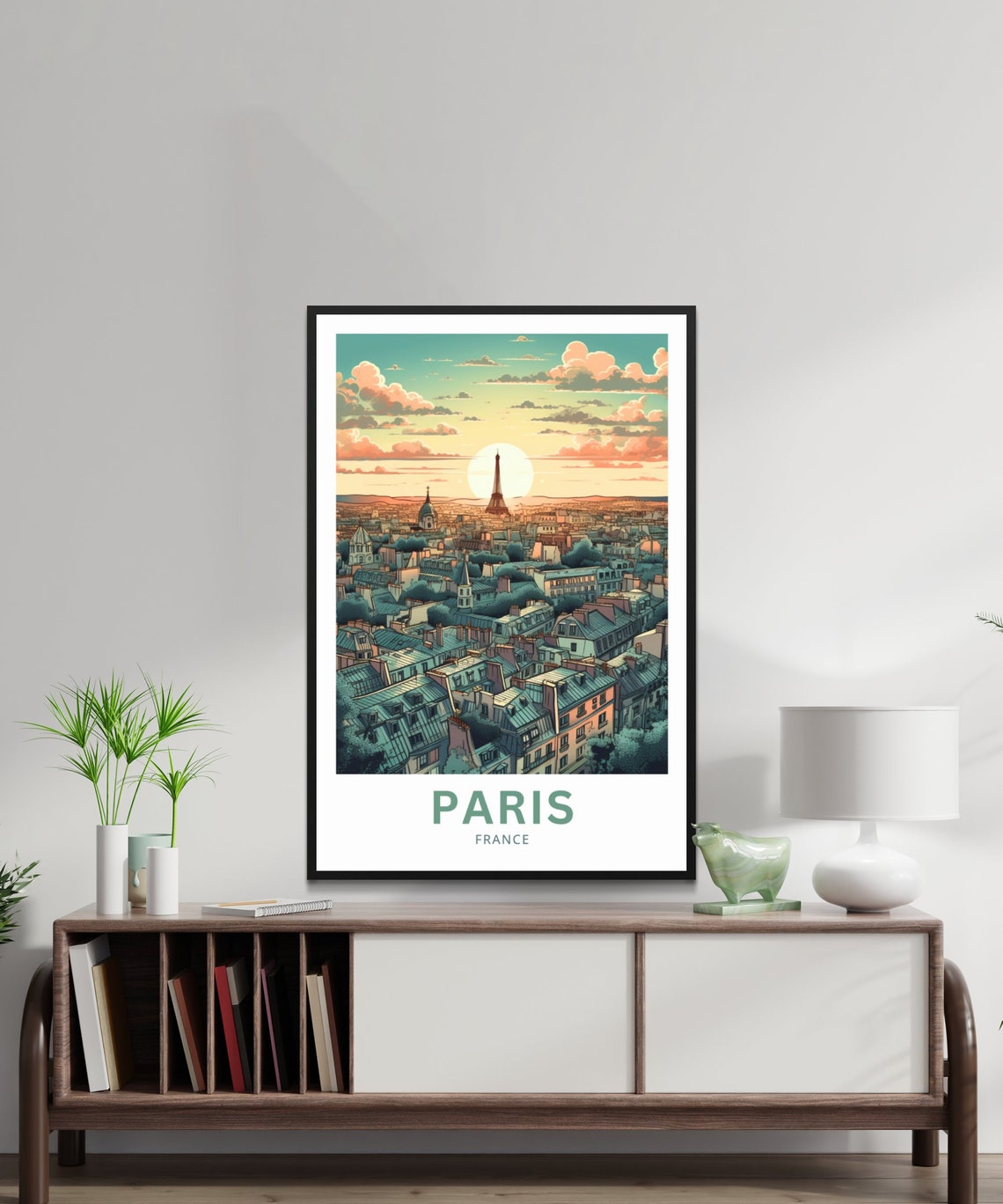 Paris France Sunrise Rooftops Aerial City Eiffel Tower Travel Poster - Image 4