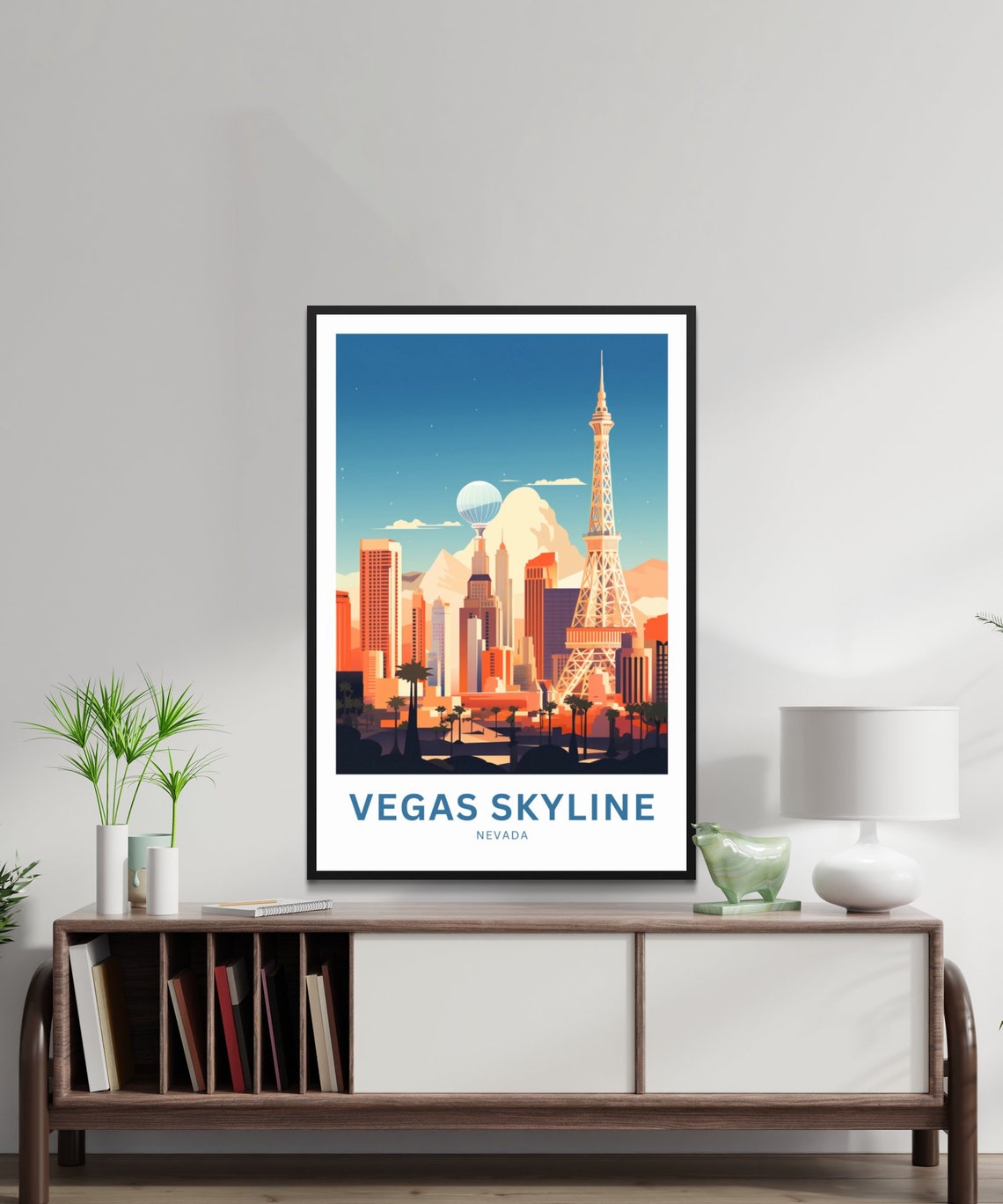 Personalized Retro Vegas Skyline Nevada Strip Towers Travel Poster - Image 2