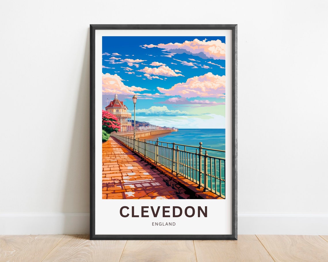 Clevedon England Seafront Promenade Pavilion Coastal Town Art Poster