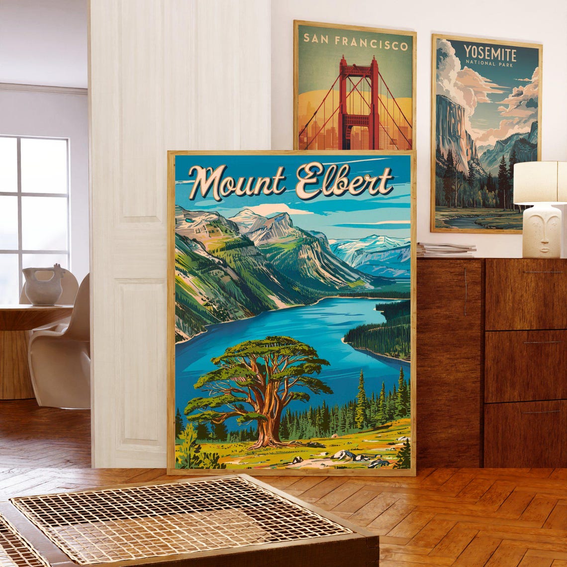 Mount Elbert Vintage Alpine Lake Ancient Pine Travel Art Poster - Image 3