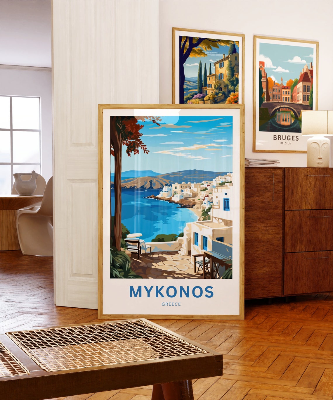Mykonos Greece White Village Coast Terrace Vintage Travel Poster - Image 5