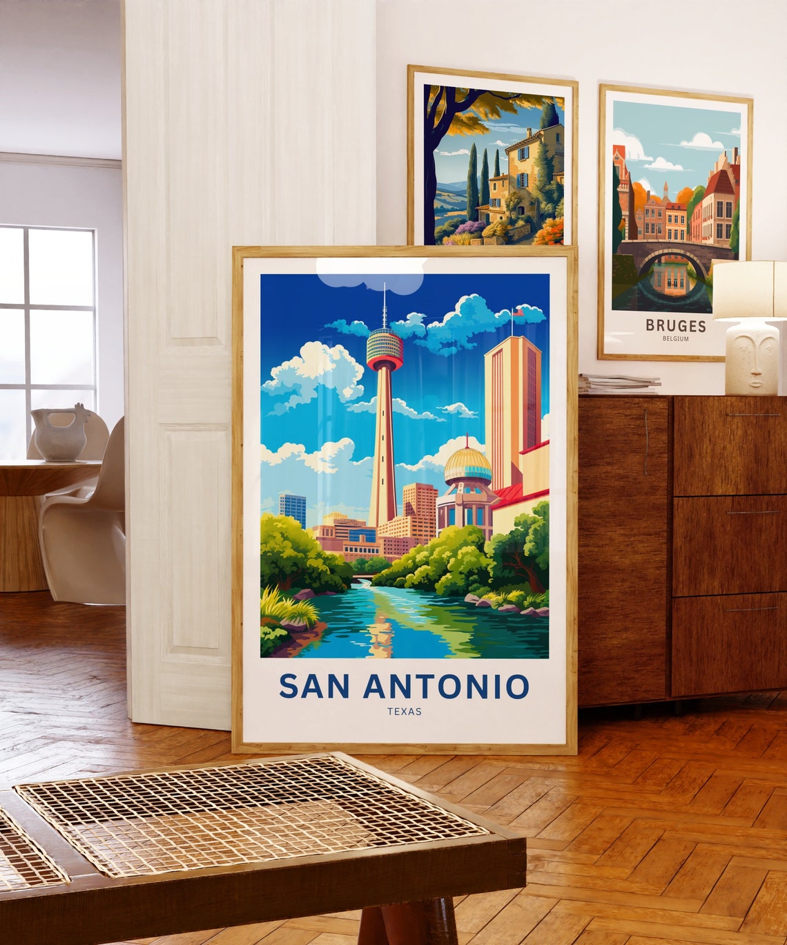 Personalized San Antonio Texas Tower River Custom Text Poster - Image 5