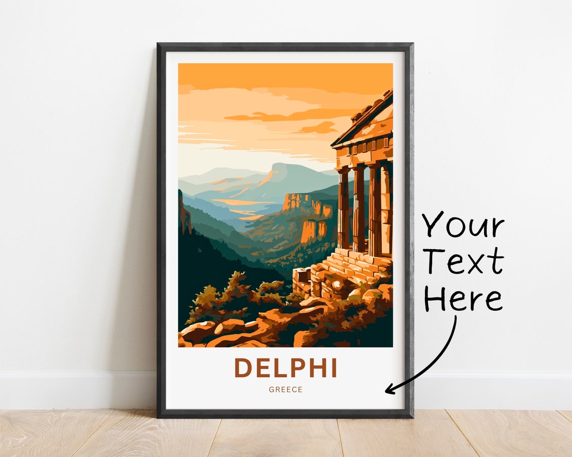 Delphi Greece Golden Sunset Temple Personalized Travel Poster