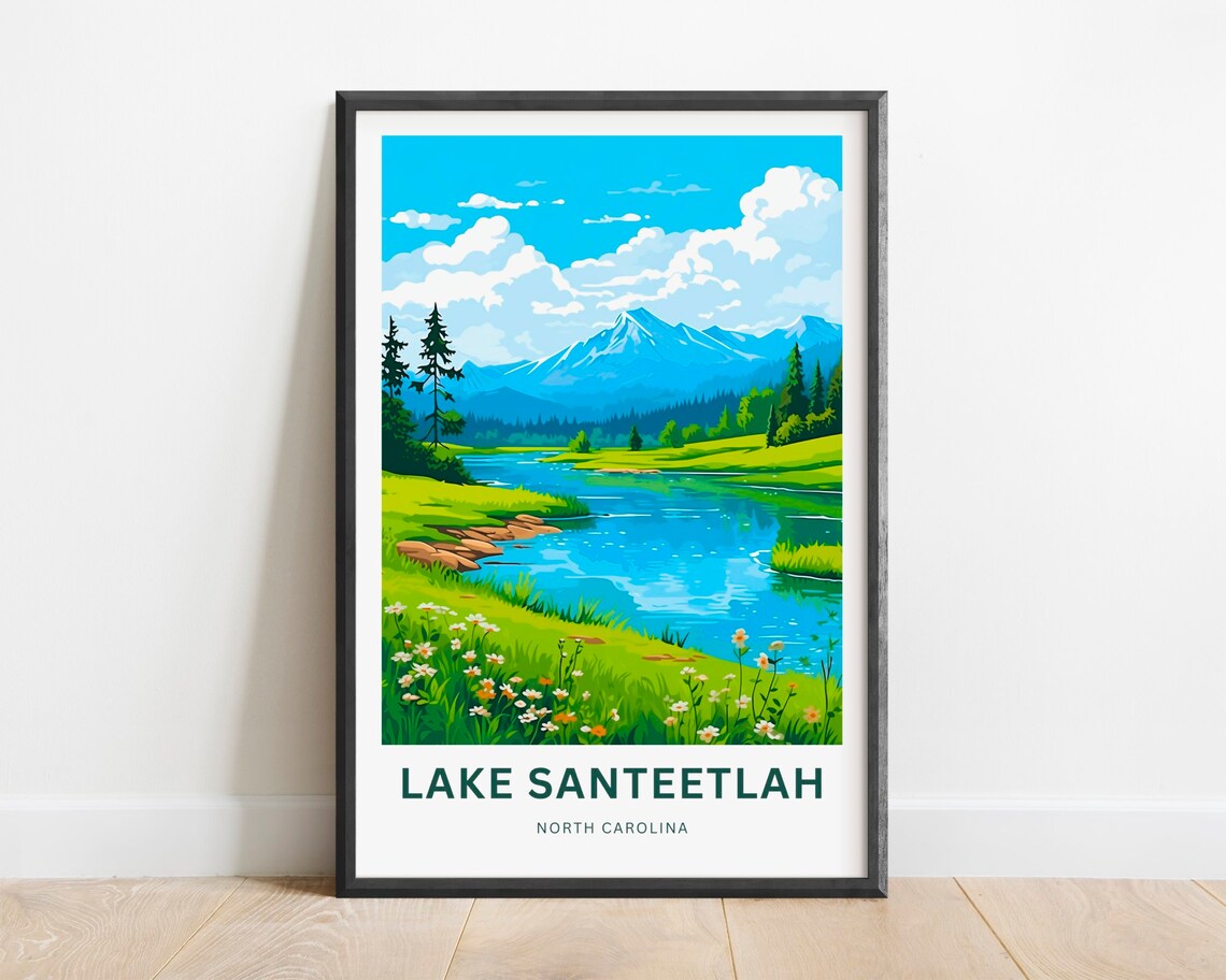 Lake Santeetlah North Carolina River Wildflowers Travel Poster