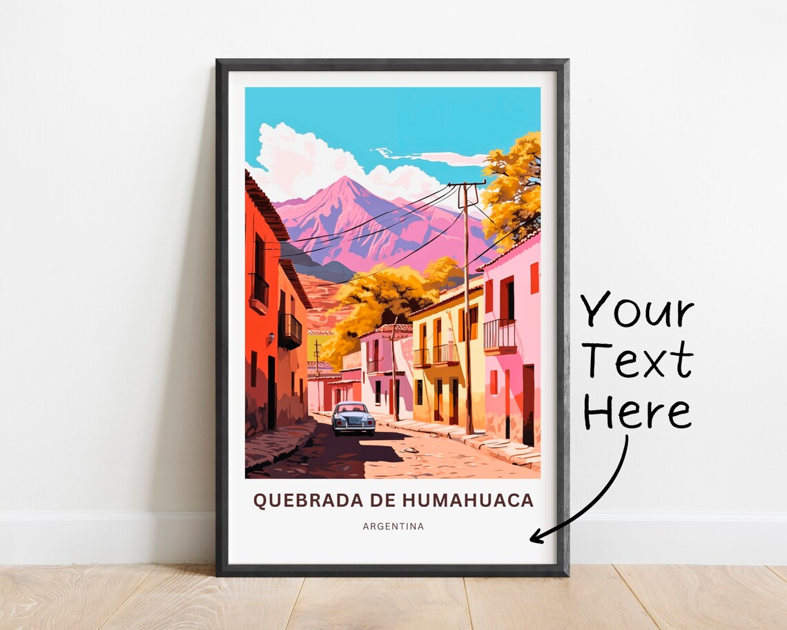 Quebrada de Humahuaca Argentina Red Canyon Village Retro Travel Poster