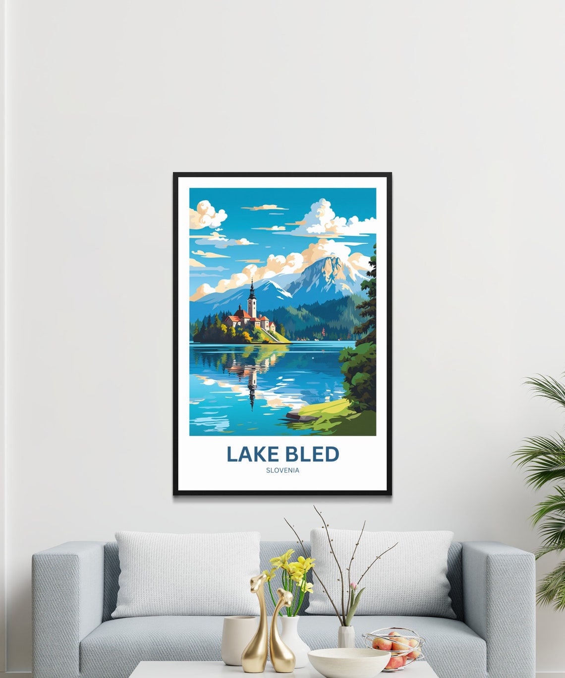 Lake Bled Slovenia Island Church Mountains Personalized Travel Poster - Image 3