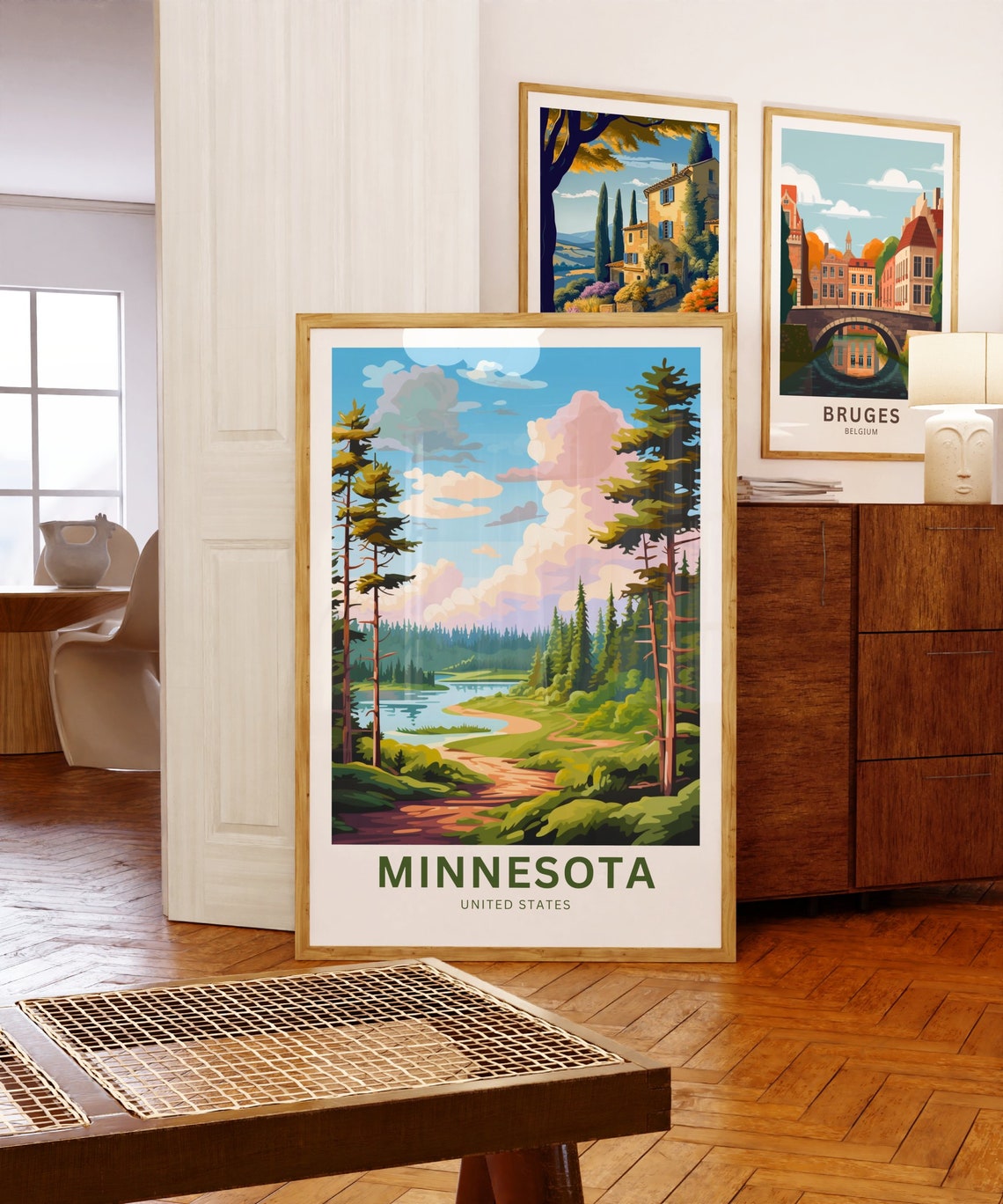 Minnesota United States Pine Forest Lake Summer Trail Travel Poster - Image 5