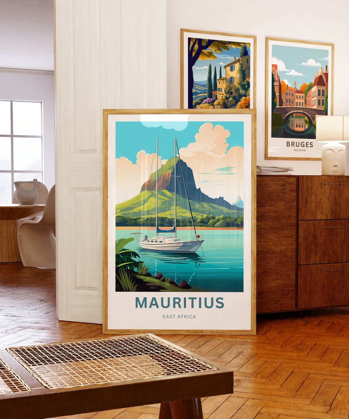 Mauritius East Africa Lagoon Sailboat Personalized Travel Poster - Image 5