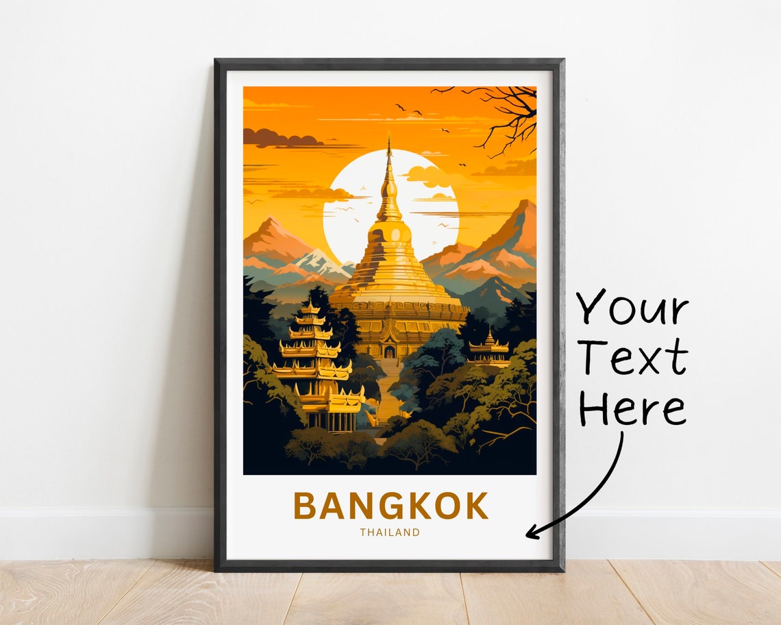 Personalized Bangkok Thailand Golden Temple Sunset View Poster
