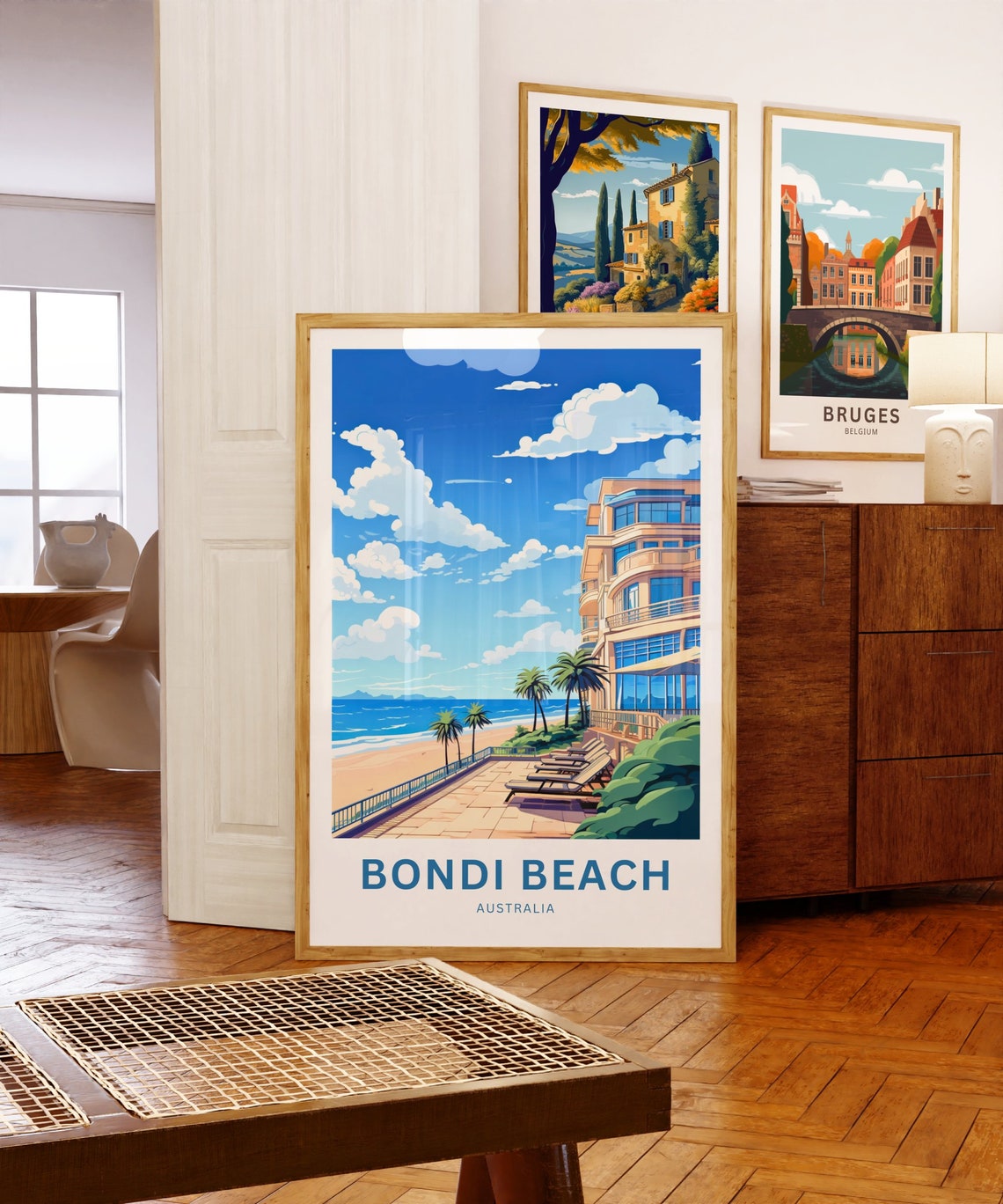 Bondi Beach Australia Oceanfront Terrace Palm Trees Travel Poster - Image 5