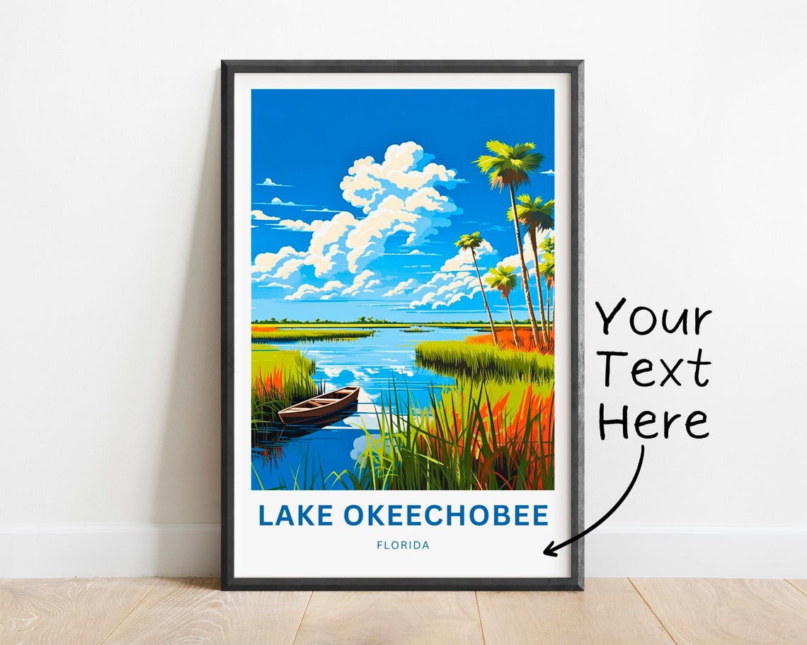 Lake Okeechobee Florida Personalized Marsh Boat Travel Poster