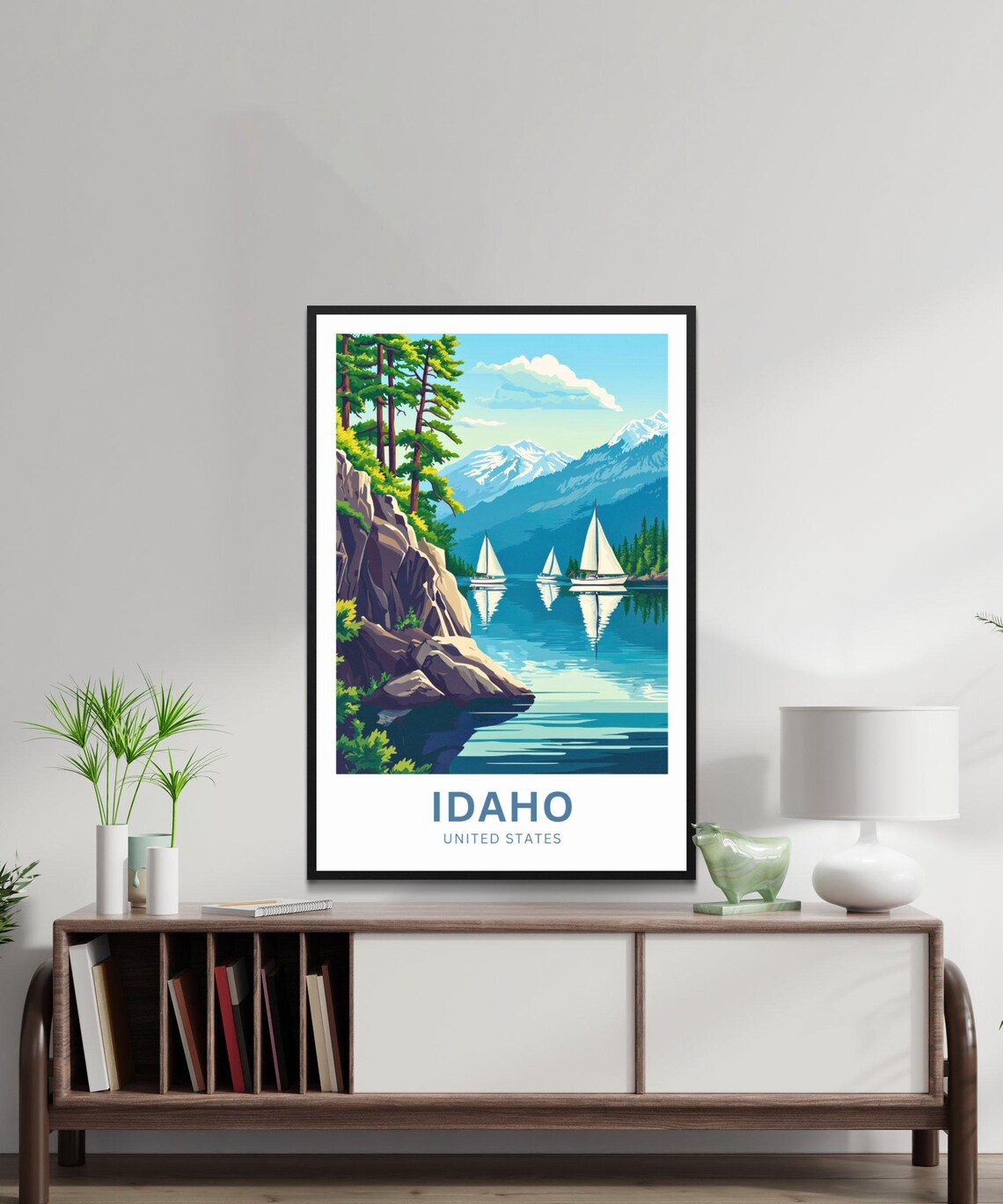 Personalized Idaho United States Lake Print Sailboats Custom Name Art - Image 4