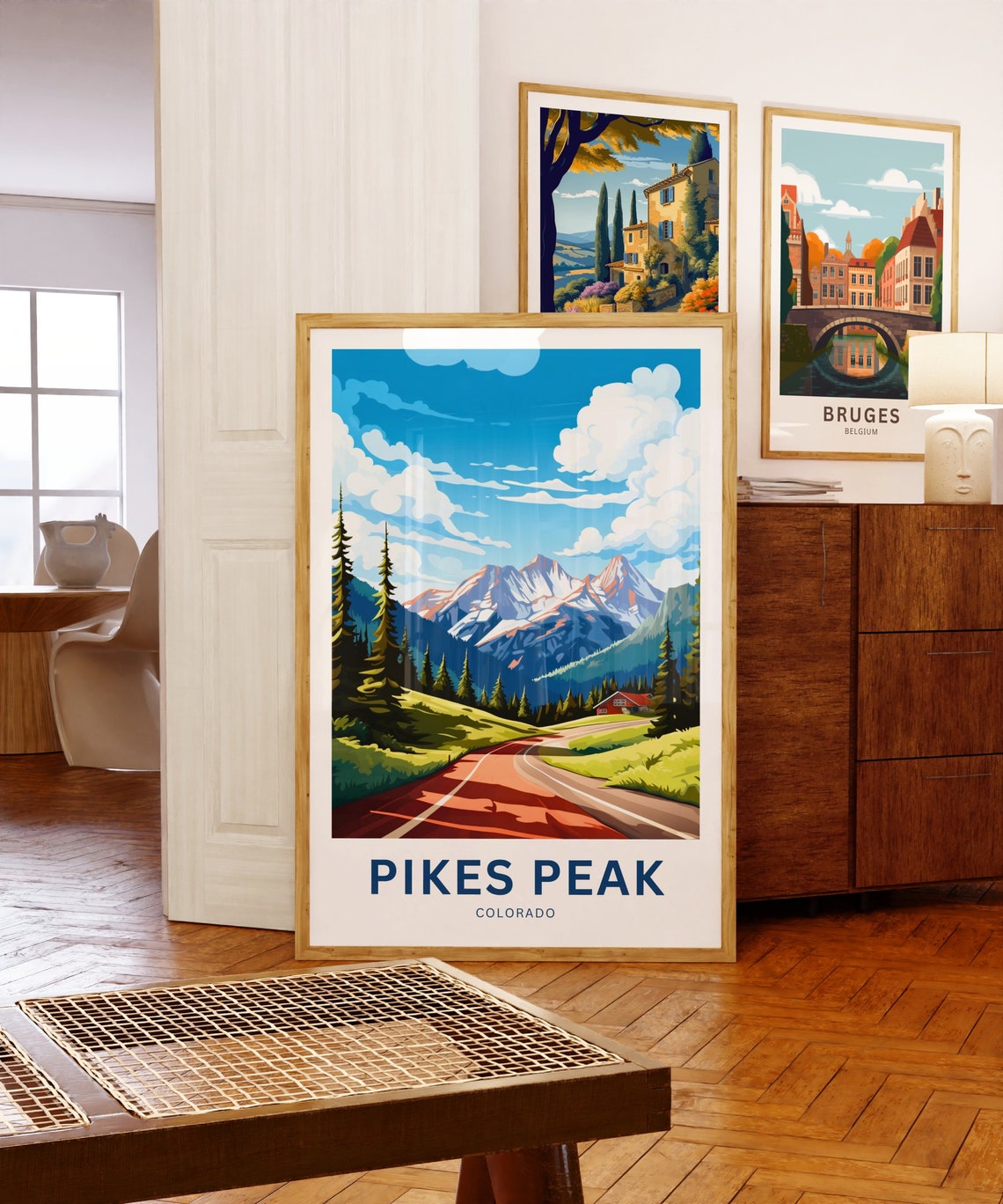 Pikes Peak Colorado Mountain Road to Red Cabin Snowy Summits Poster - Image 5