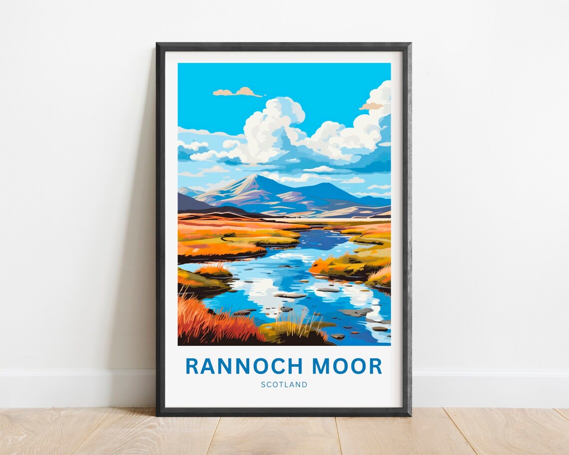 Rannoch Moor Scotland Autumn River Moorland Vintage Travel Poster