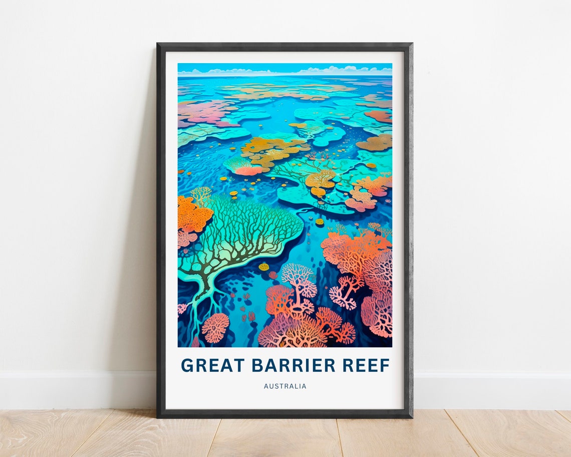 Great Barrier Reef Australia Aerial Coral Atolls Ocean View Poster - Image 4
