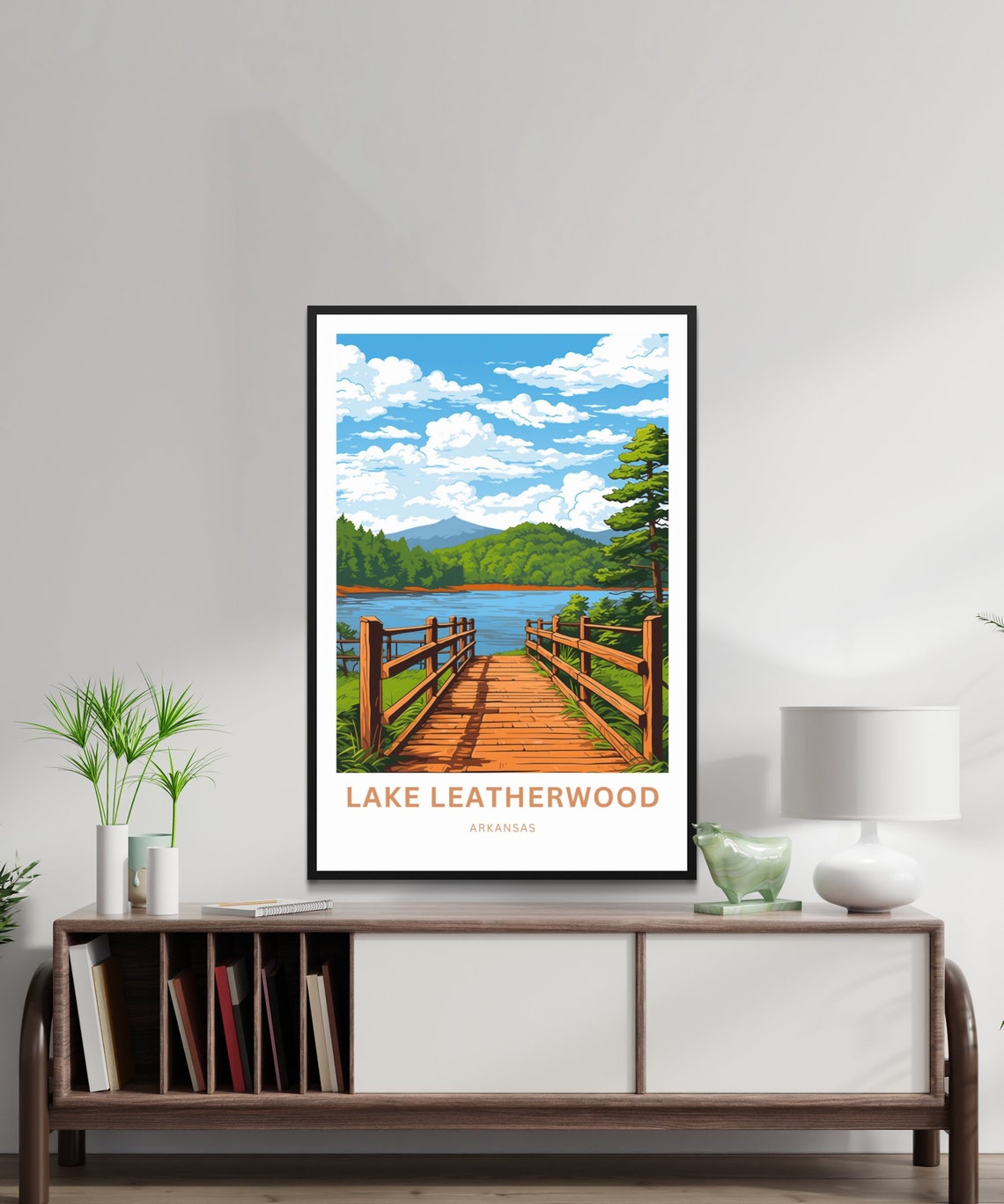 Personalized Lake Leatherwood Arkansas Boardwalk Lake Travel Poster - Image 2