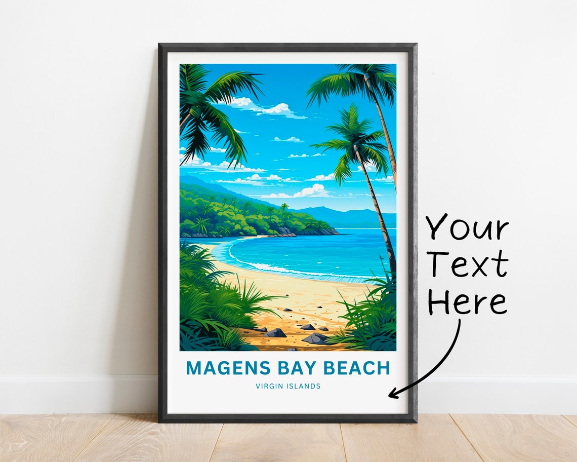 Personalized Magens Bay Beach Turquoise Water Palms Custom Poster